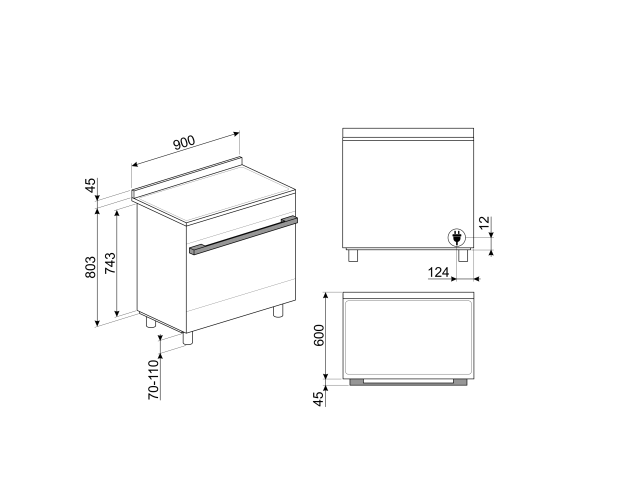 Smeg CPF9IBL Portofino Design Standherd Induktion und mit 90 cm Pyrolyse